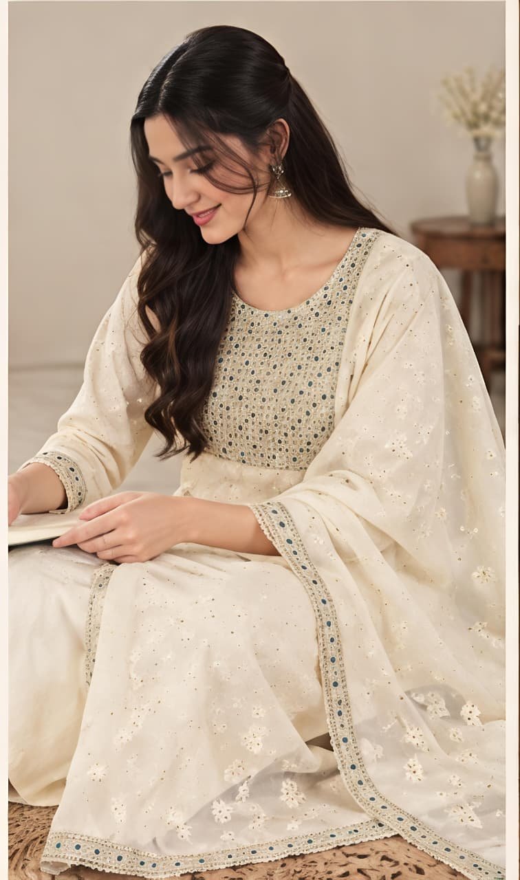 Elegant Cotton Blend Kurti Palazzo Set for Women view 4