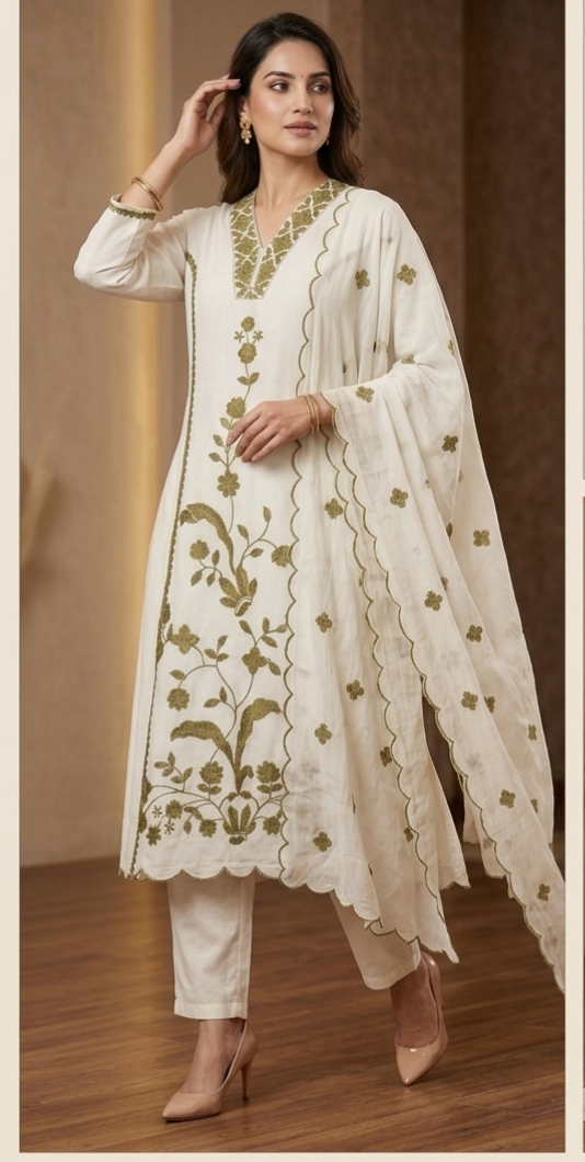 Hand-Embroidered Kurti Set view 2