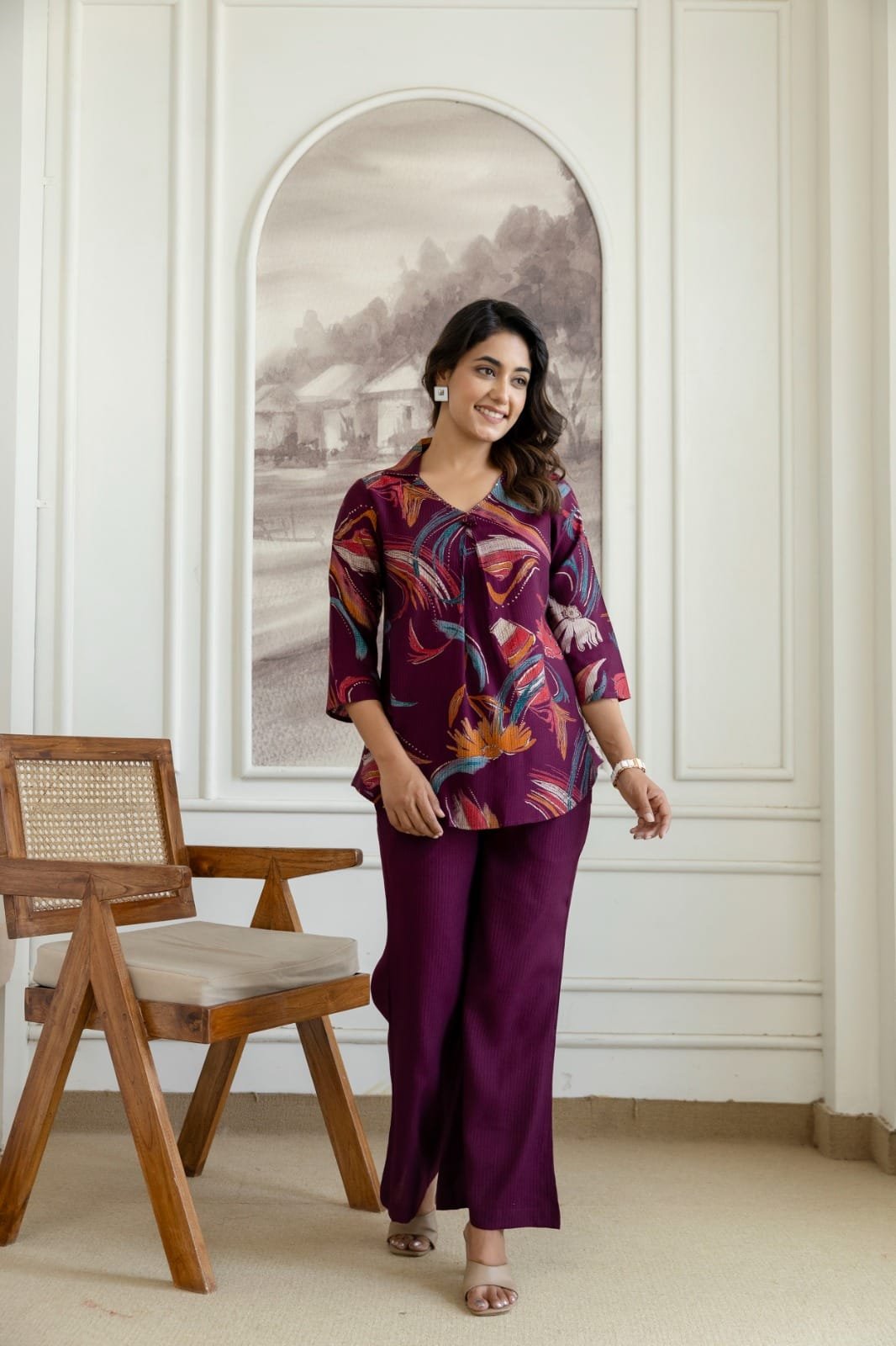 The Kurti Shop – Women Printed Top & Pant Set | Stylish 2 Piece Co-Ord Set view 3