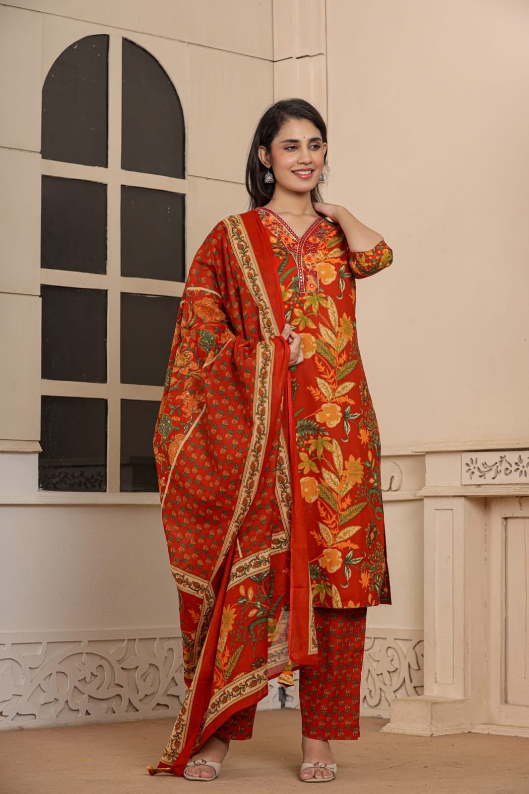 Women Printed Kurta with Bottom & Dupatta | 3-Piece Ethnic Wear Set | M to 3XL | The Kurti Shop view 2