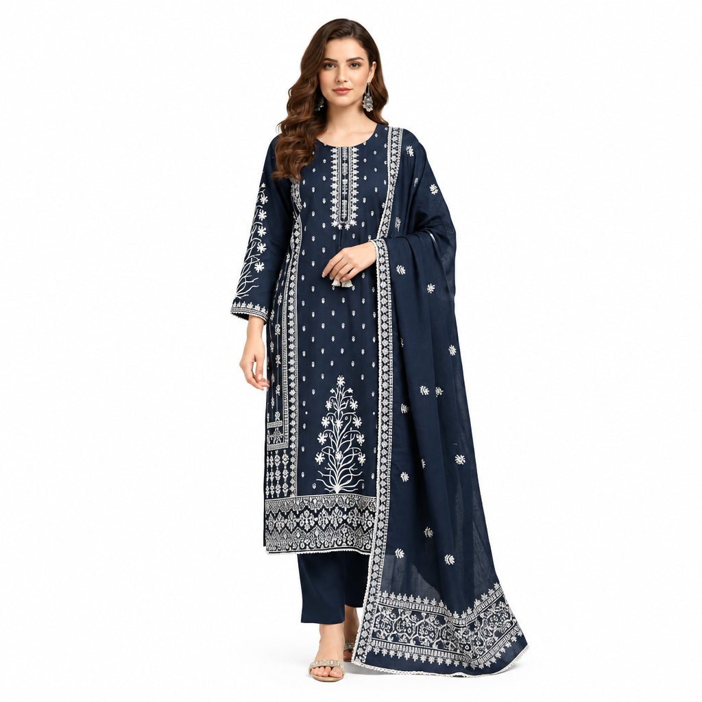 Women’s Elegant Printed Straight Kurta with Dupatta & Bottom | Ethnic Wear 3 Pc Set view 4