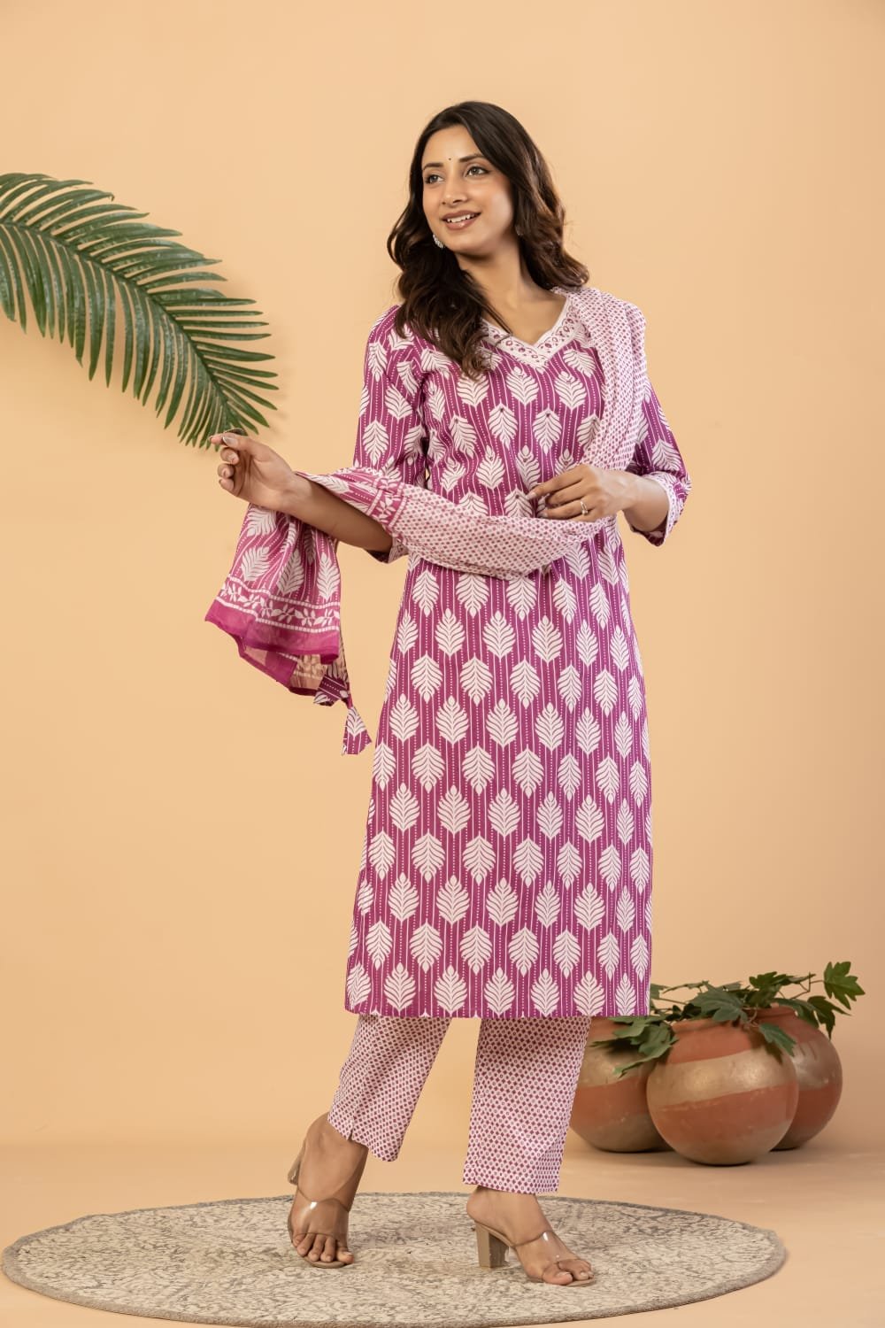 Women’s Printed Kurta Pant & Dupatta Set | 3 Piece Ethnic Wear Set | Comfortable Everyday & Festive Wear view 3