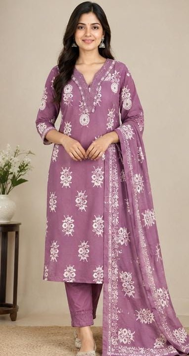 Women’s Printed Straight Kurta Set with Dupatta & Bottom | 3 Piece Ethnic Wear view 4